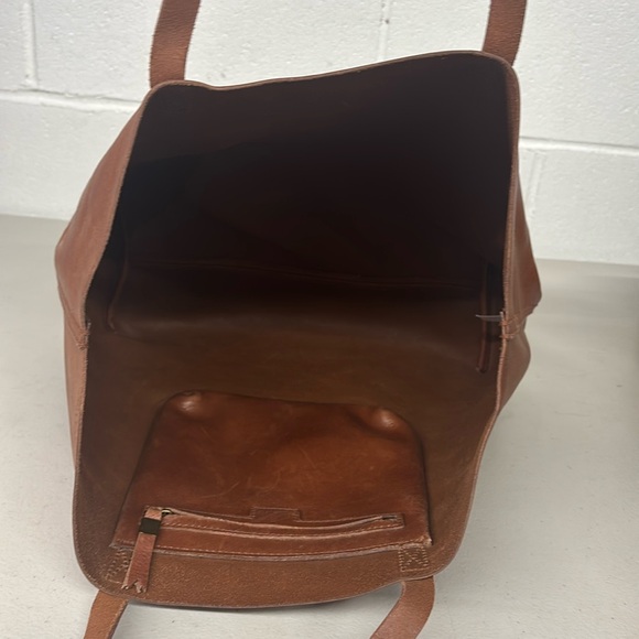 Madewell large brown bag transport tote genuine leather market bag boho travel - Picture 5 of 5